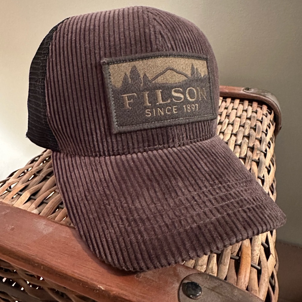 Filson cord hat.  Brown/black